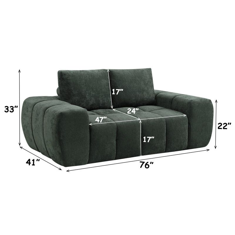 Medwin Green Linen Compressed Loveseat