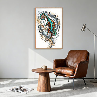 Ensemble d'une toile murale d'art Caméléon