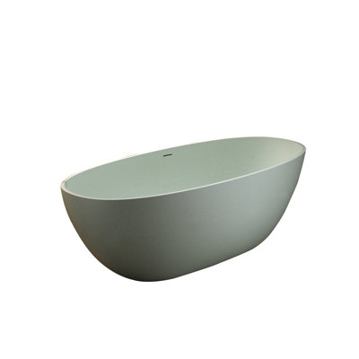 Baignoire de trempage autoportante de 55 pi de surface solide turquoise, avec courbe ergonomique, lisse au toucher, non perméable, baignoire à bonne isolation, trop-plein et bonde escamotable, spacieuse pour une personne, pour les taches,