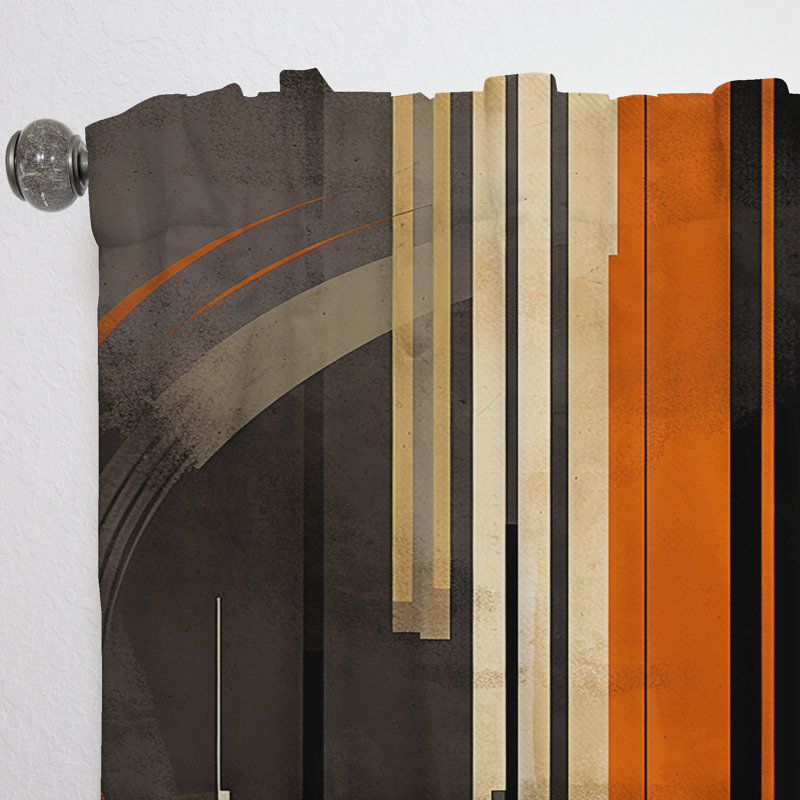 Vecteurs orange et gris I - Rideau à formes abstraites - Rideau abstrait obscurcissant - 1 panneau, L 52 po x L 108 po