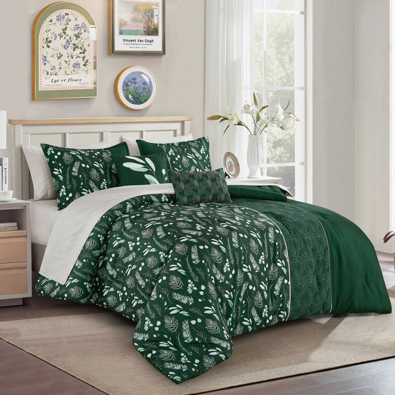 Ensemble d'édredon 9 pièces pour très grand lit avec imprimé matelassé et imprimé, microfibre douce, 100% polyester, collection de literie toutes saisons