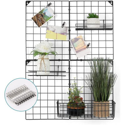 Grille de rangement murale Nate avec tableau mémo