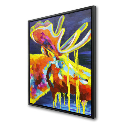 «Colour Blehage Moose», reproduction d'art sur toile encadrée contemporaine | Décoration