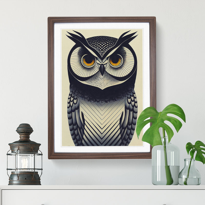 The Wild Owl - Framed Print, Walnut, 46cm H x 34cm W x 2cm D