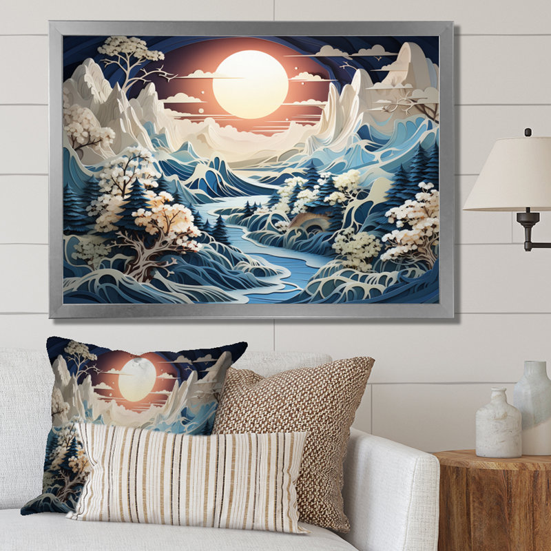 Berga Glacier Arctic Whispers II - impression, Cadre simple argenté, H 16 po x l 32 po x P 1 po