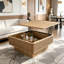 Table basse carrée en rotin et corde de chanvre avec rangement réglable
