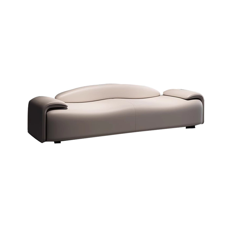 Banc rembourré en cuir véritable Marajade, Crème