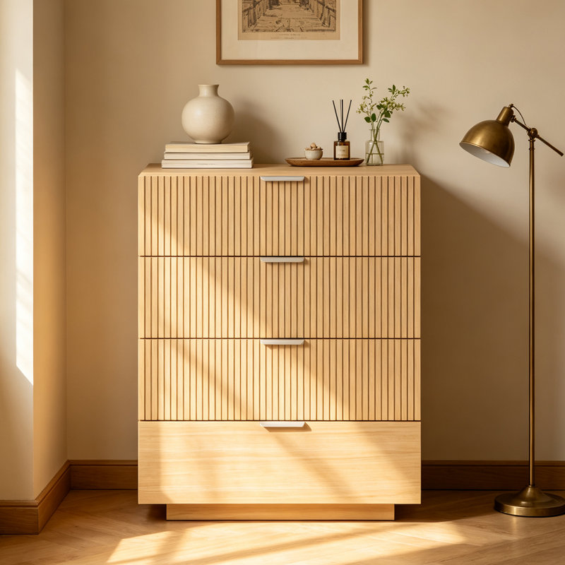 Armoire d'entrée moderne et minimaliste en bois naturel