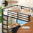 L-Shaped Bunk Bed with Dual Desks and Storage - Metal Platform Loft bunk bed for 2 People-1820487111