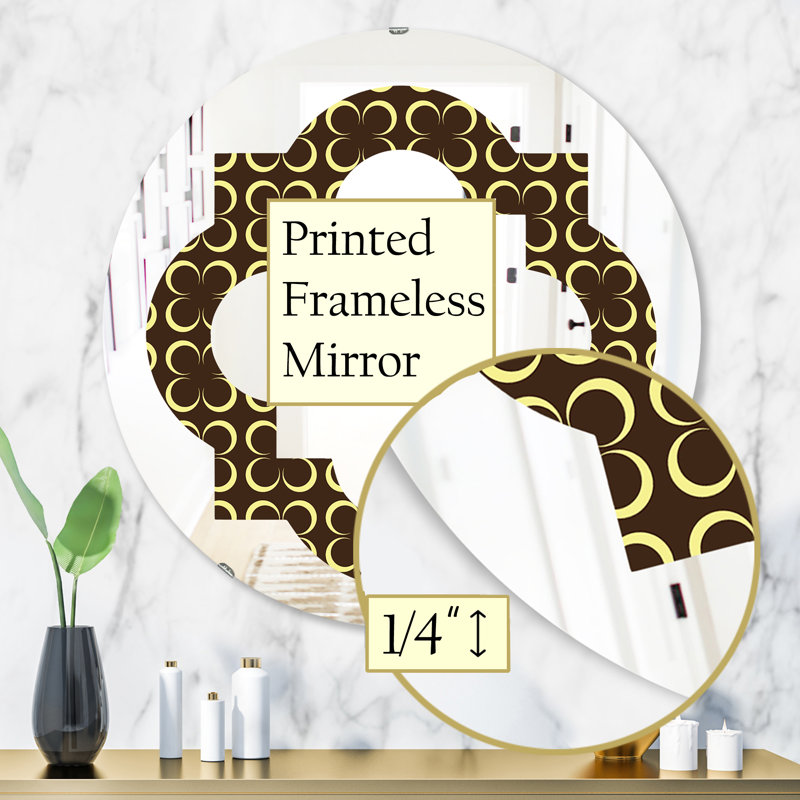 Miroir mural sans cadre quadrilobe floral rétro motif ii glam, H 31,5 po x l po