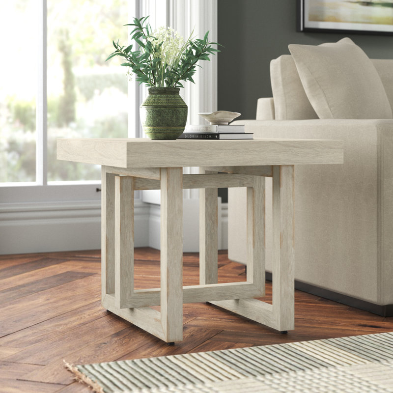 Basile Solid Wood Top End Table
