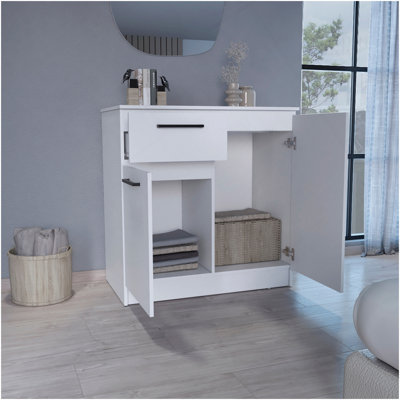Idaho Dresser With 2-Door Cabinets And Drawer -White
