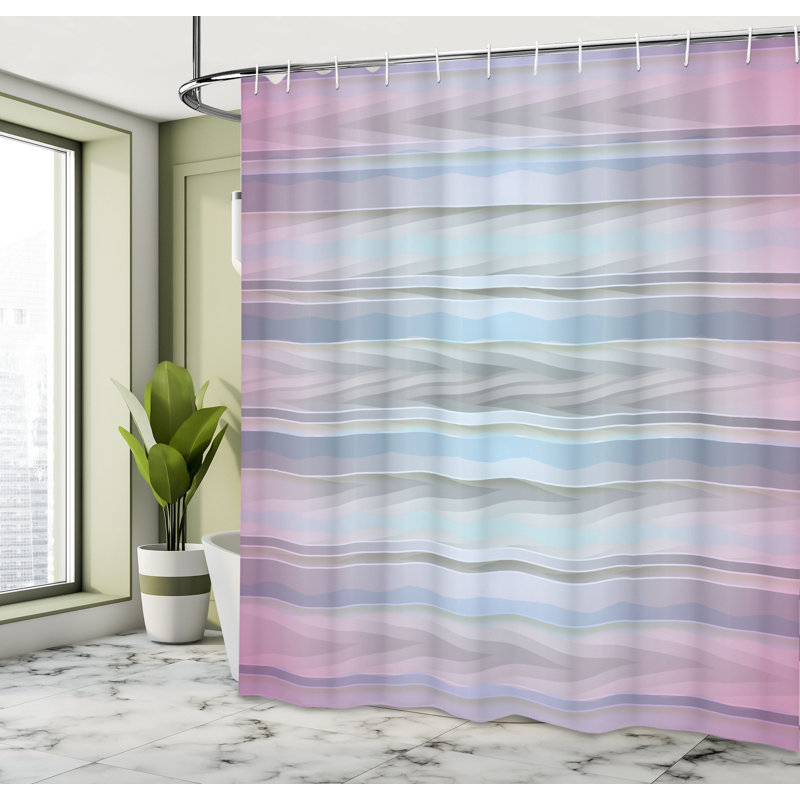 Alize Geometric Shower Curtain with Hooks Included, 69" W x 75" L