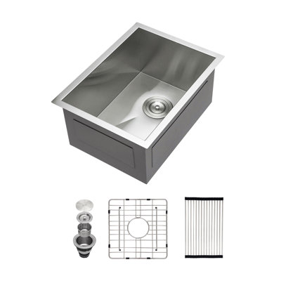 Évier de cuisine encastré en acier inoxydable encastrable 16 pouces de profondeur 9 pouces