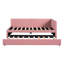 Lit de jour rembourré avec couchette, housse en tissu de lin rose, taille simple, aucun sommier requis-2110492548