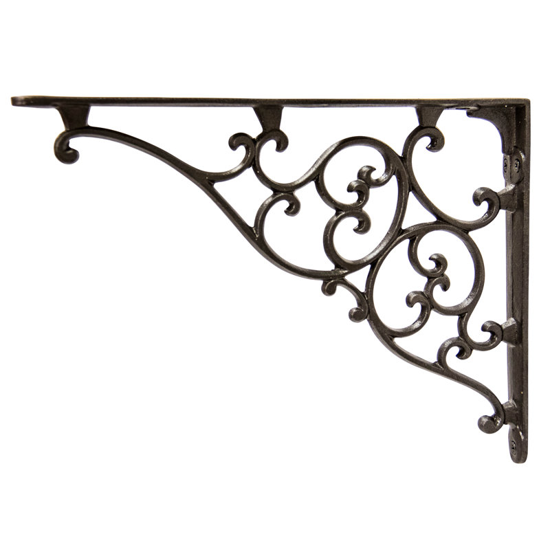 Équerre de tablette en fer, Nickel antique