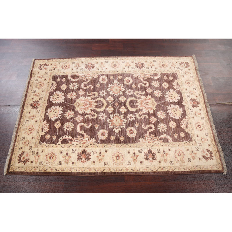 Tapis Chobi Peshawar à teinture végétale noué à la main 3 x 5