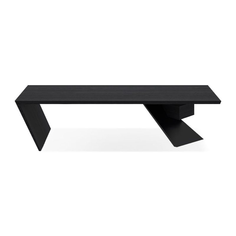 Bureau d'écriture rectangulaire en bois massif noir avec tiroirs, Gauche, 29,53 po H * 86,61 po L * 35,43 po P
