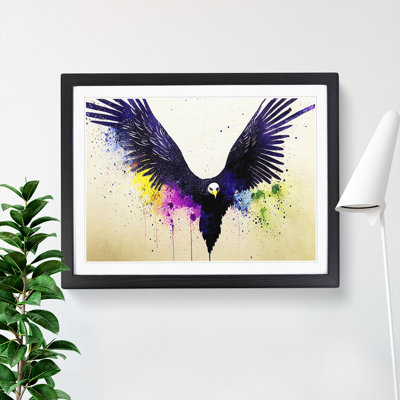 Eagle Bird Splatter Abstract 1 Piece Single Picture Frame Painting
