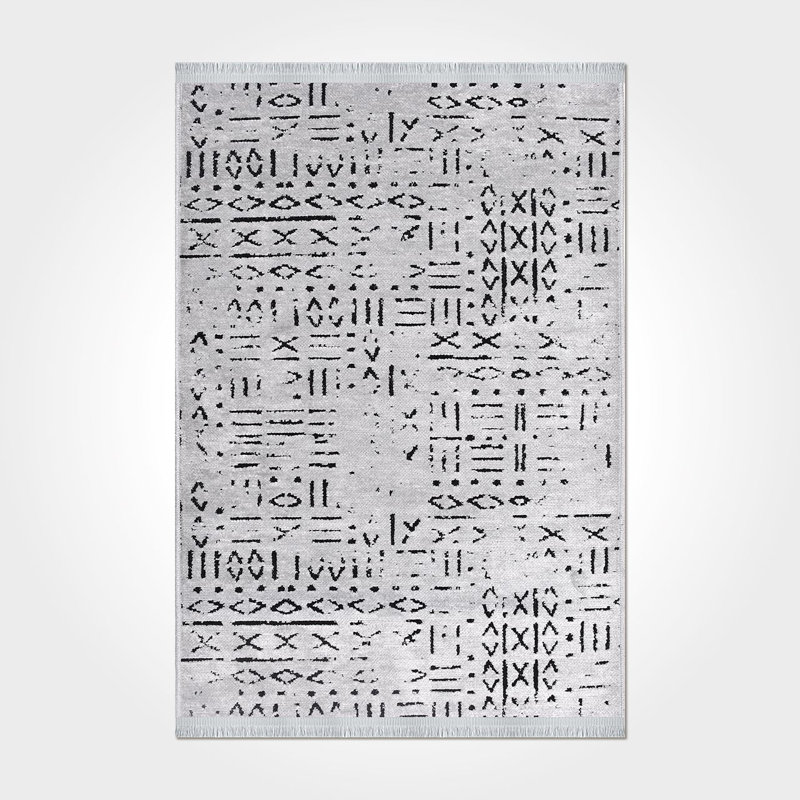 Modern/Abstract Gray Machine Washable Non-Slip Area Rug, Runner 3'3" x 6'6"