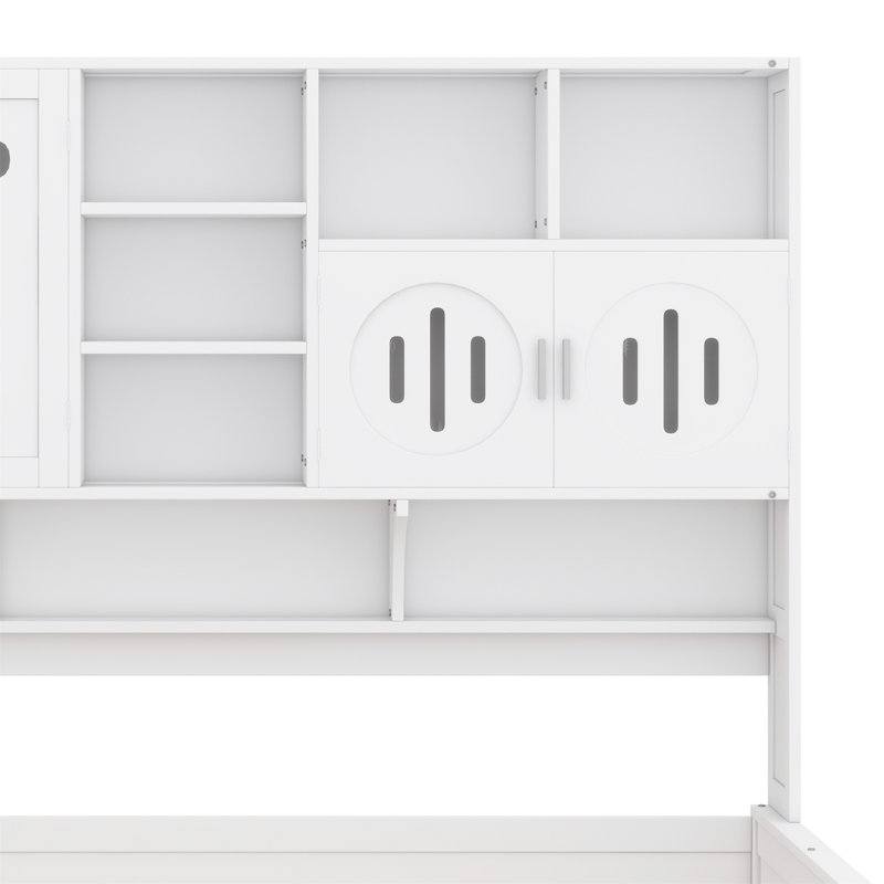 Wooden Daybed With Trundle,All-In-One Cabinet And Shelf, White, Twin