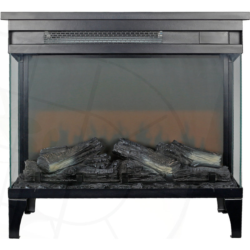 24" Three Sided Glass Electric Fireplace With Feet