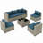 7 Piece Patio Conversation Set with Coffee Table and Cushions-1538385286