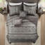 Ensemble de couvre-lit réversible 5 pièces pour lit très grand 5 pièces, gris
