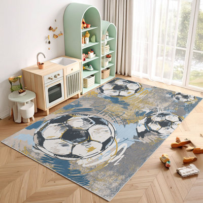 Tapis écologique (2 pi x 3,3 pi), 100% polyester, 650 g / m² | Pois antibactérien et antidérapant en PVC, hauteur des poils: 0,2 po | Lavable à la machine, impression numérique, parfait pour le salon et la chambre à coucher