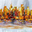 Orange Buildings - Framed Matted Print for Home Decor