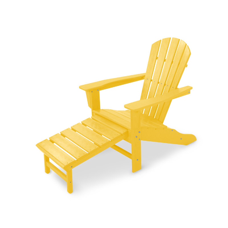 POLYWOOD Palm Coast Ultimate Adirondack with Hideaway Ottoman, Lemon