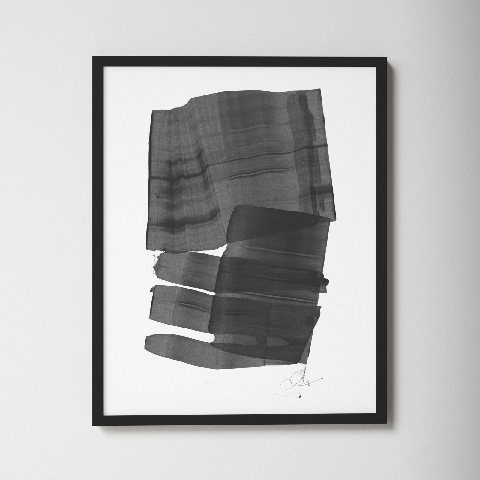 Brushstroke 5 by Jacques Pilon, 30" H x 24" W x 1.25" D, Black