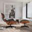 Fauteuil inclinable rembourré moderne en cuir noir avec repose-pieds