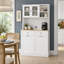 Armoire de cuisine de 172 cm (67,7 po) de hauteur avec portes vitrées, tiroirs et poubelle basculante de 75 litres (20 gallons) - Style campagnard - Blanc-1496094135