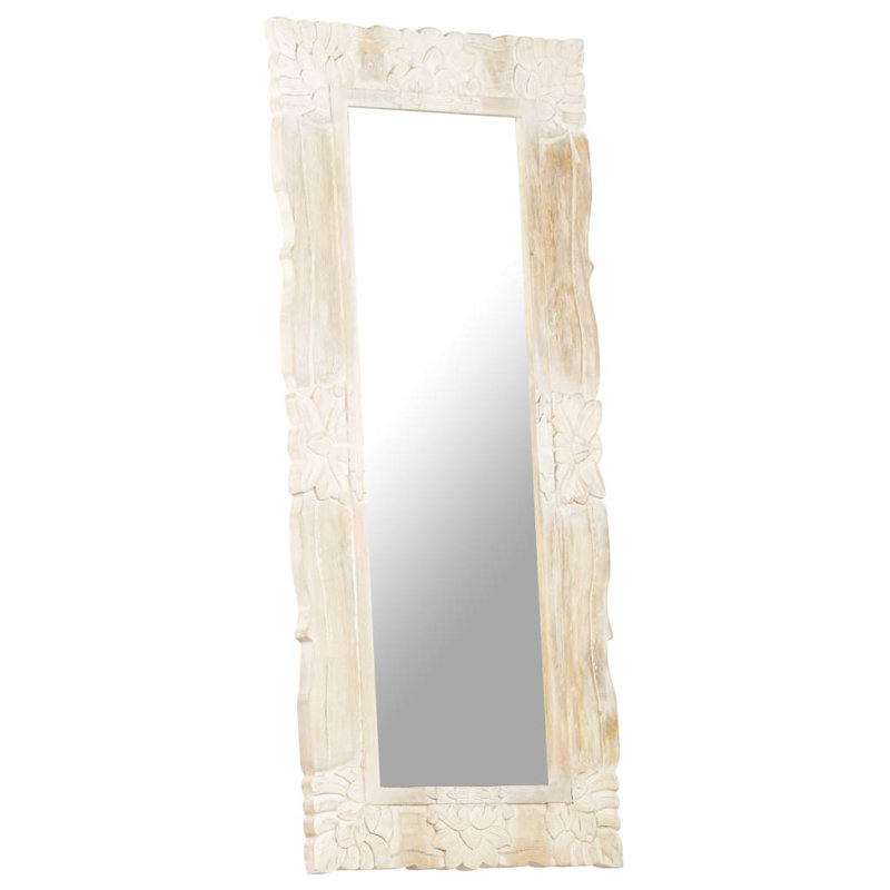 Cummins Wood Flat Wall Mirror, White, 110 cm H x 50 cm W