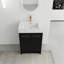 Meuble-lavabo autoportant de 24 po avec lavabo en résine, porte à fermeture douce, châtaignier noir, décor élégant, meuble de rangement spacieux et armoire de rangement moderne de 24 po