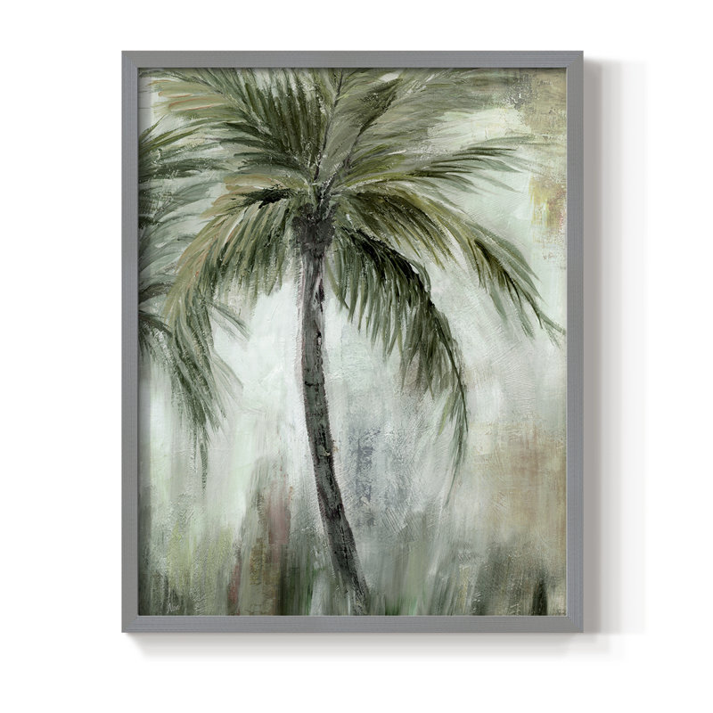 «Tropical Palm I», reproduction encadrée - bois massif, Gris, H 21 po x l 17 po