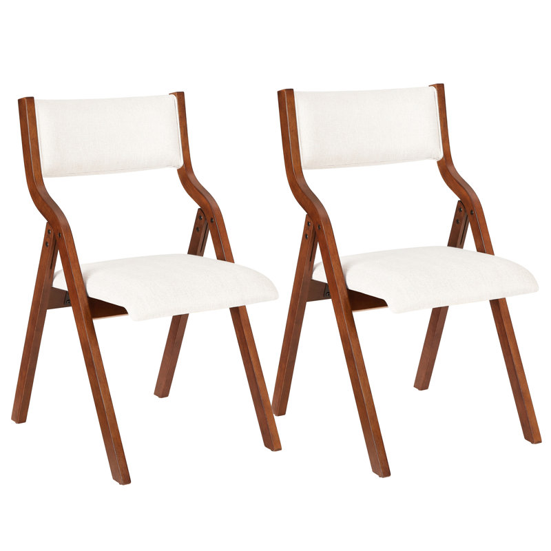 Chaises de salle à manger pliantes (2) - blanc crème + cerise. Peu encombrant, portatif. Pas d'assemblage. Support de dos ergonomique. Pour la salle à manger, le bureau, la conférence. Coussin éponge haute résilience. Limite de poids de 250 lb