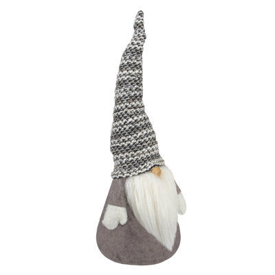Décoration de table gnome de Noël debout 12 po brun et blanc