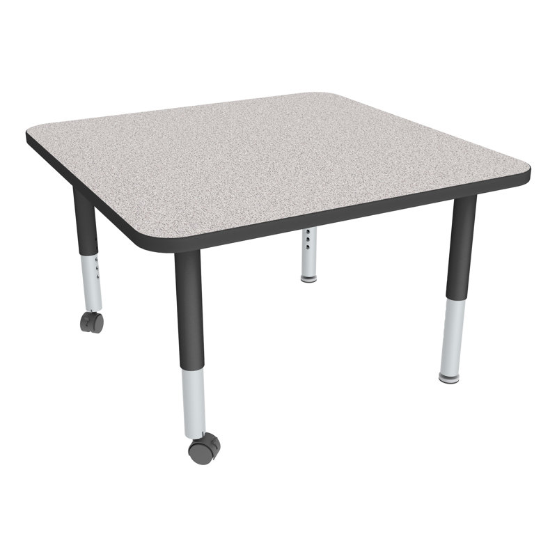 Table d'activités préscolaire à hauteur réglable avec roulettes, L 48 po x l 48 po, hauteur réglable: 15 à 23 po, Gris nebula
