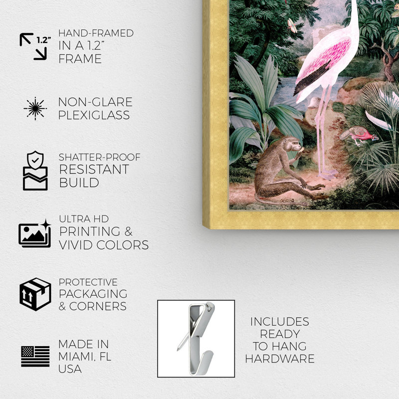 Animaux, The One Place Day Birds par Oliver Gal - peinture sur toile, H 24 po x l 36 po, Cadre doré