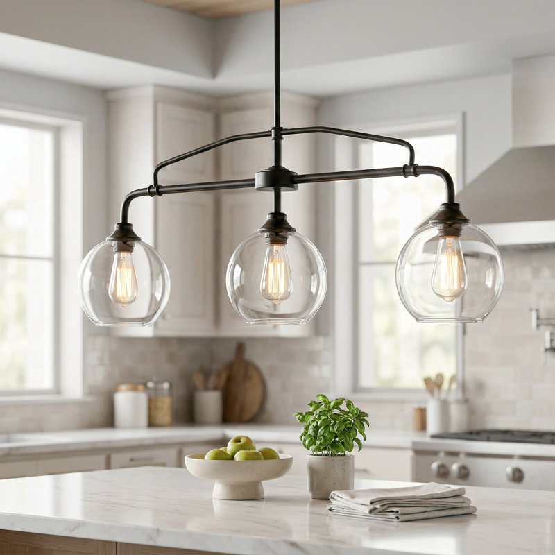 Laurentis 3 - Light Matte Black Kitchen Island Pendant