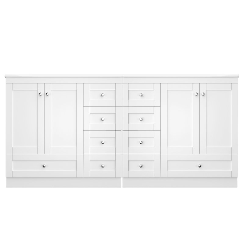 Meuble-lavabo moderne 72 po avec lavabo en céramique et portes à fermeture douce Modern Minimalist
