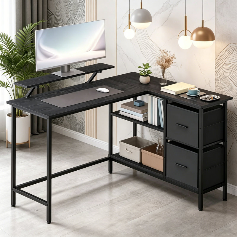 Reversible L-Shaped Gaming Desk