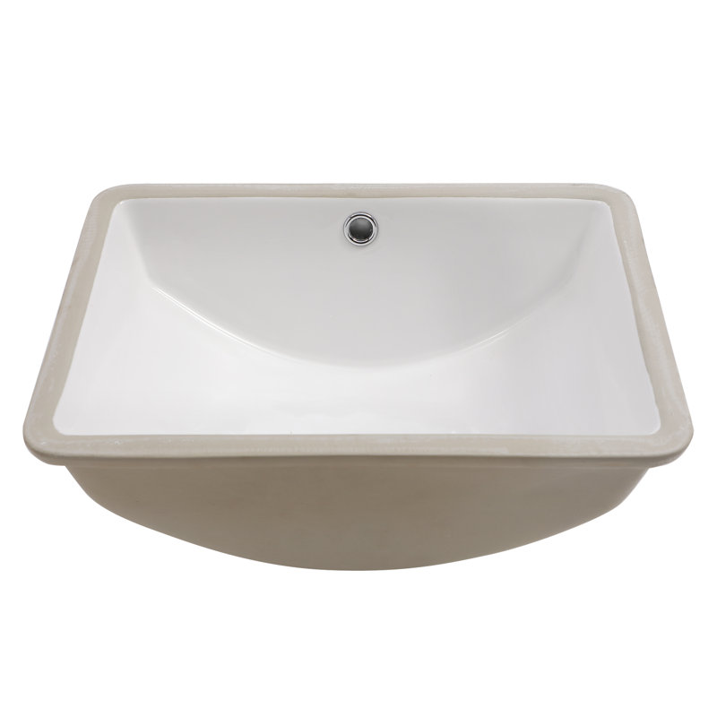 18.5" x 14" White Ceramic Rectangular Undermount Bathroom Sink