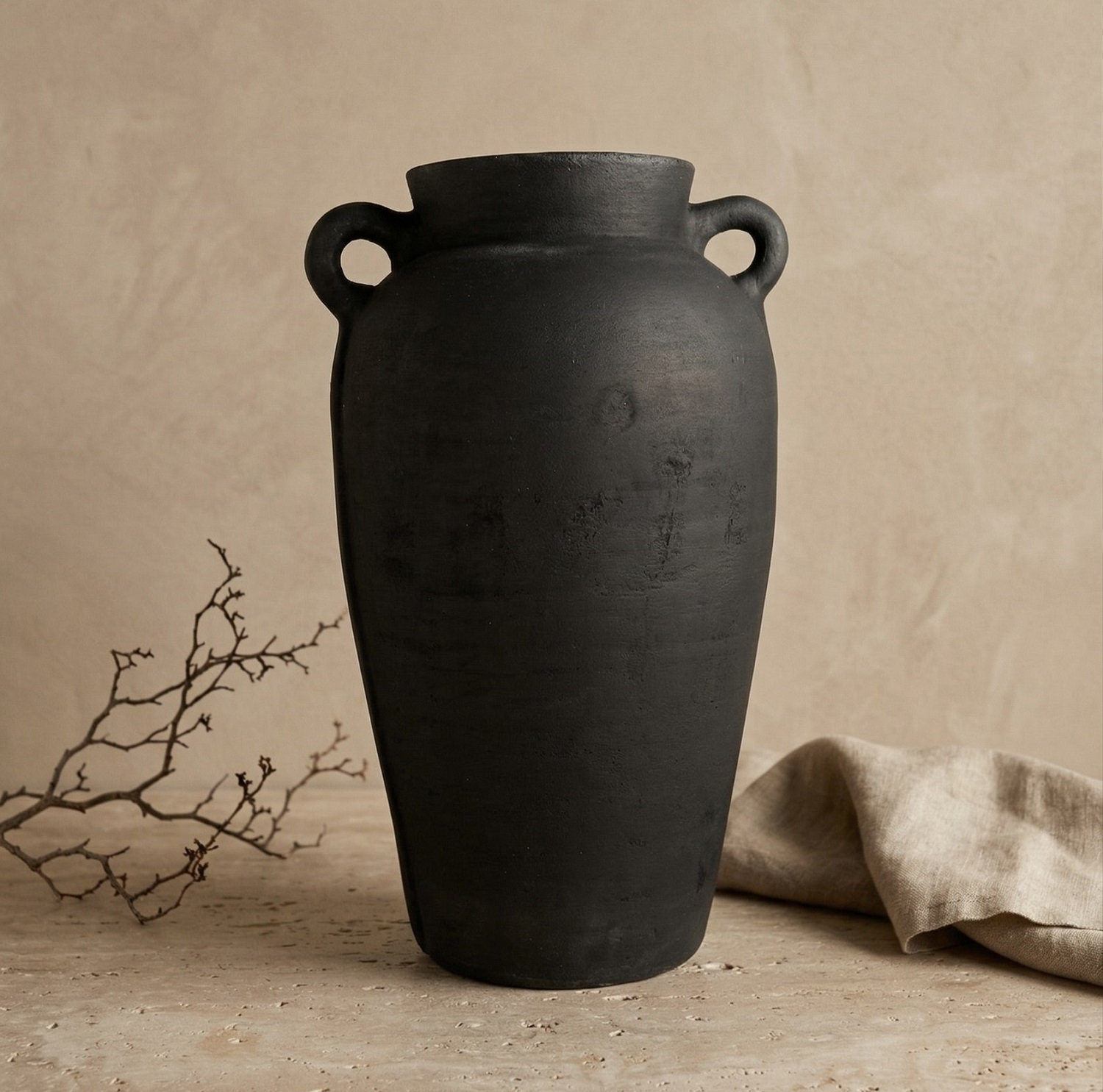 Patrie Terracotta Table Vase, Black 