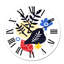 Composition florale et géométrique rouge et bleue - Horloge murale moderne-59913731