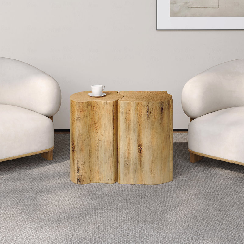 Table de bout de patio irrégulière 2-en-1 MGO, conception fendue, peu encombrante, utilisation intérieure / extérieure, couleur naturelle