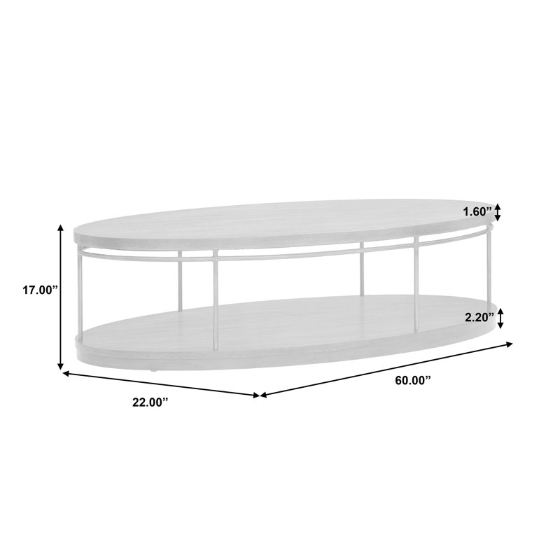 Oval Dark Wood and Metal Cocktail Table with Storage