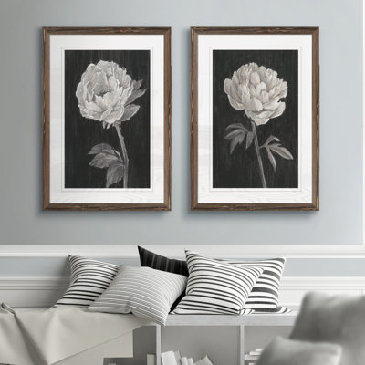 " Black And White Flowers I " 2 - Pieces